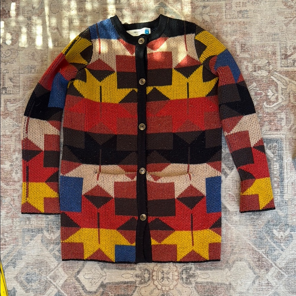 Anthropologie Sparrow Vibrant patchwork Knit sweater